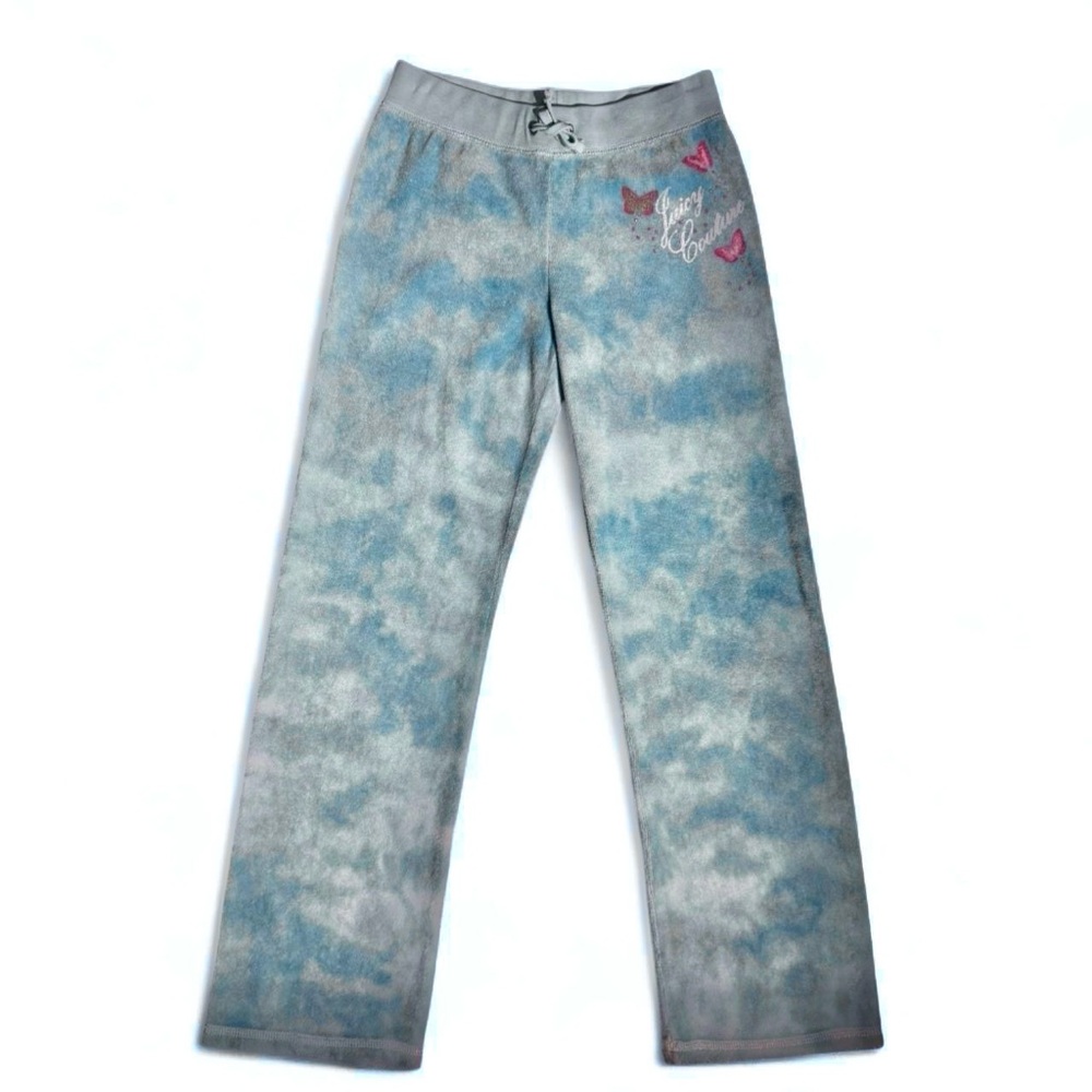 Vintage Juicy Couture Kids Terrycloth Pants Cloud Pattern with Hip Design